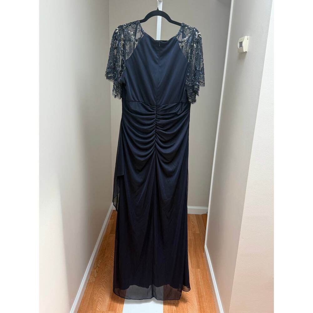 NEW NWT Xscape 5059X Navy Maxi Gown Flutter Sleeve size 16 - Picture 6 of 7